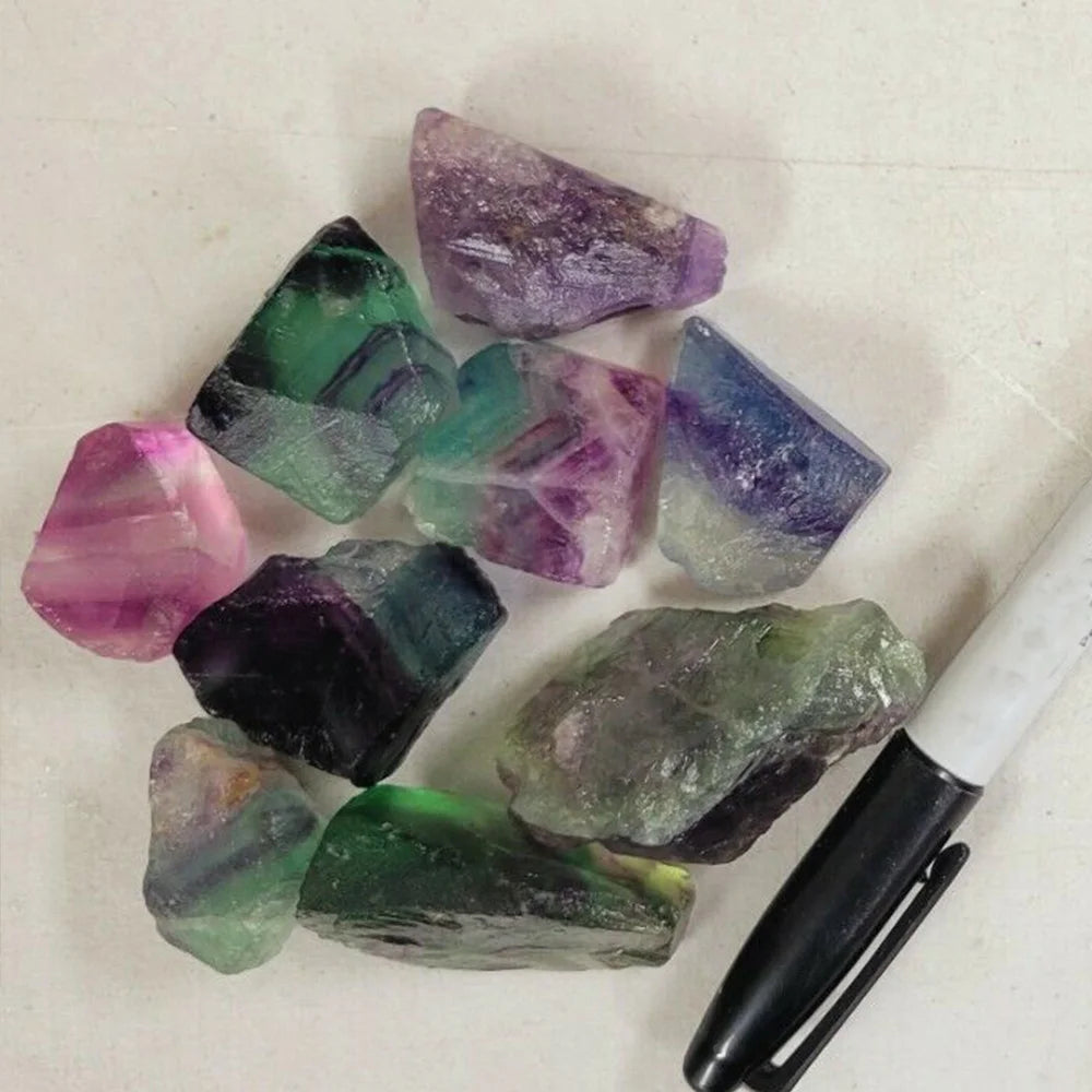 Natural Raw Rainbow Fluorite Crystals Rough Stones Mineral Healing Crystals Gemstones Specimens Collectible Home Decor