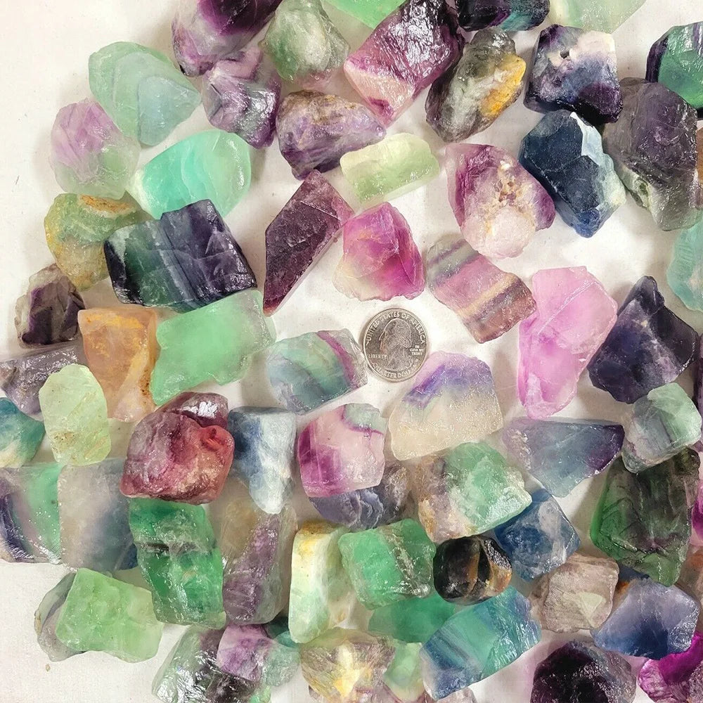 Natural Raw Rainbow Fluorite Crystals Rough Stones Mineral Healing Crystals Gemstones Specimens Collectible Home Decor