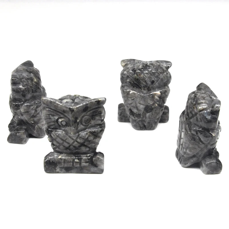 1.5" Owl Statue Natural Stones Hand Carved Animals Figurines Room Ornament  Healing Crystals Gemstones Crafts Gifts Wholesale