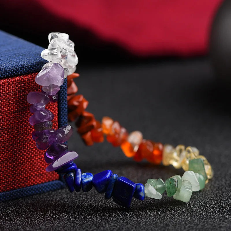 Irregular Natural Crystals 7 Chakras Stone Bracelet Beads Pink Quartz Amethyst Aventurine Jewelry Making DIY Bracelet For Women